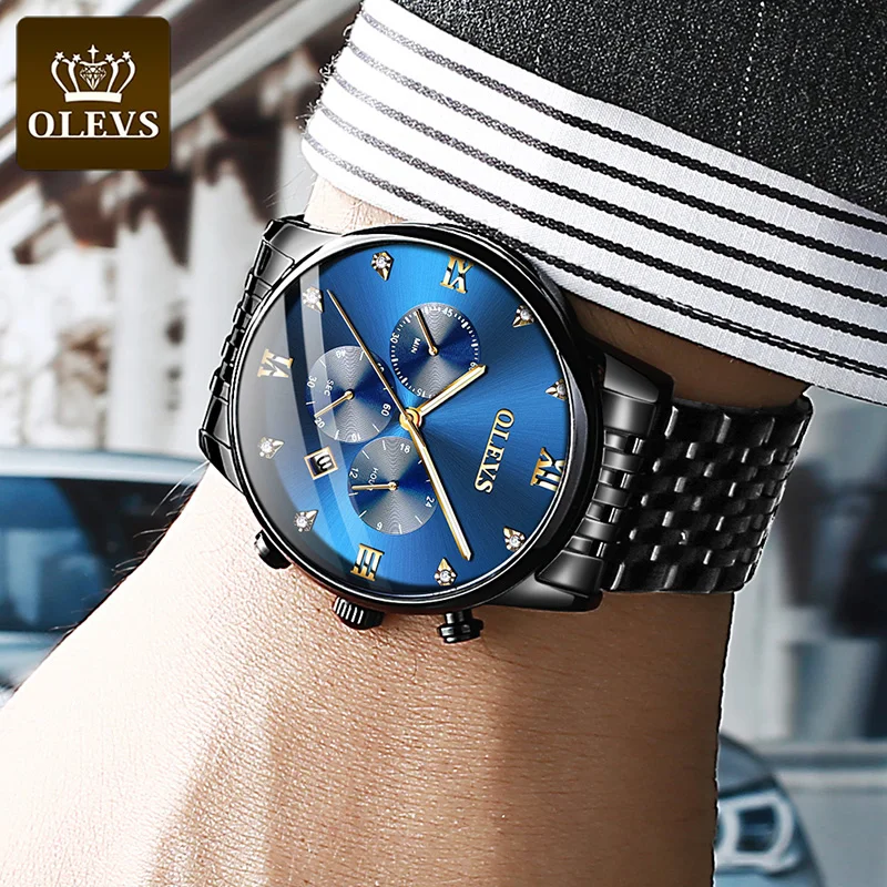 Модные спортивные водонепроницаемые мужские часы OLEVS Роскошные Кварцевые
