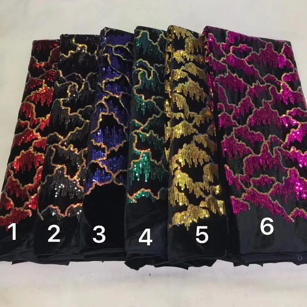 Wholesale African Lace Fabric 2020 High Quality Fuchsia French Sequins Embroidery Tulle Wedding 5Yards J10 | Дом и сад