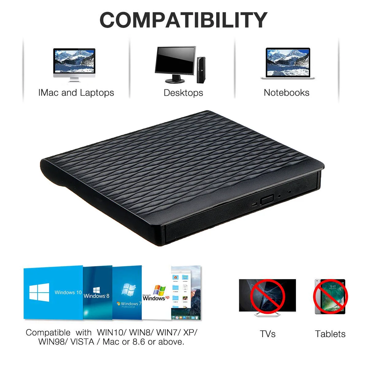 Тип C USB 3,0 внешний CD DVD привод Оптический привод для ноутбука Настольный Windows портативный тонкий DVD-RW проигрыватель