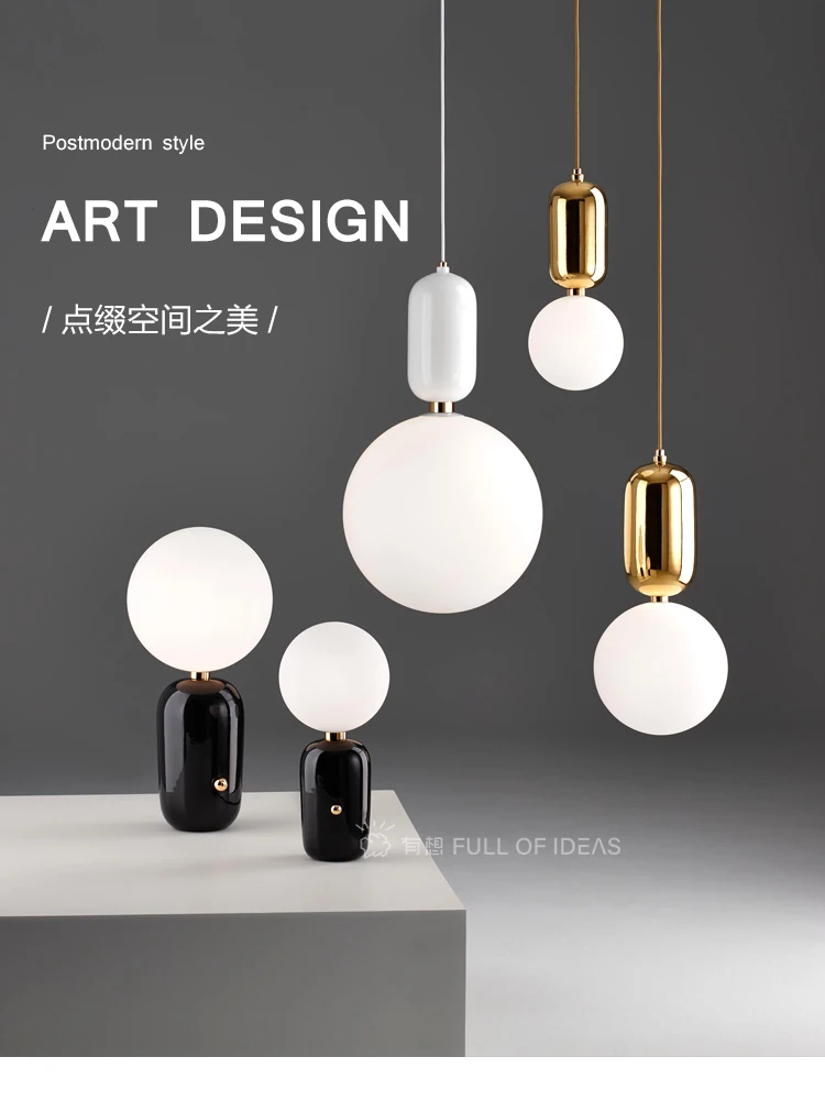 

Nordic Table Lamp Glass Ball Living Room Creative Designer Bedroom Bedside Small Night Light Luces Led Bedroom Decoration EI50NL