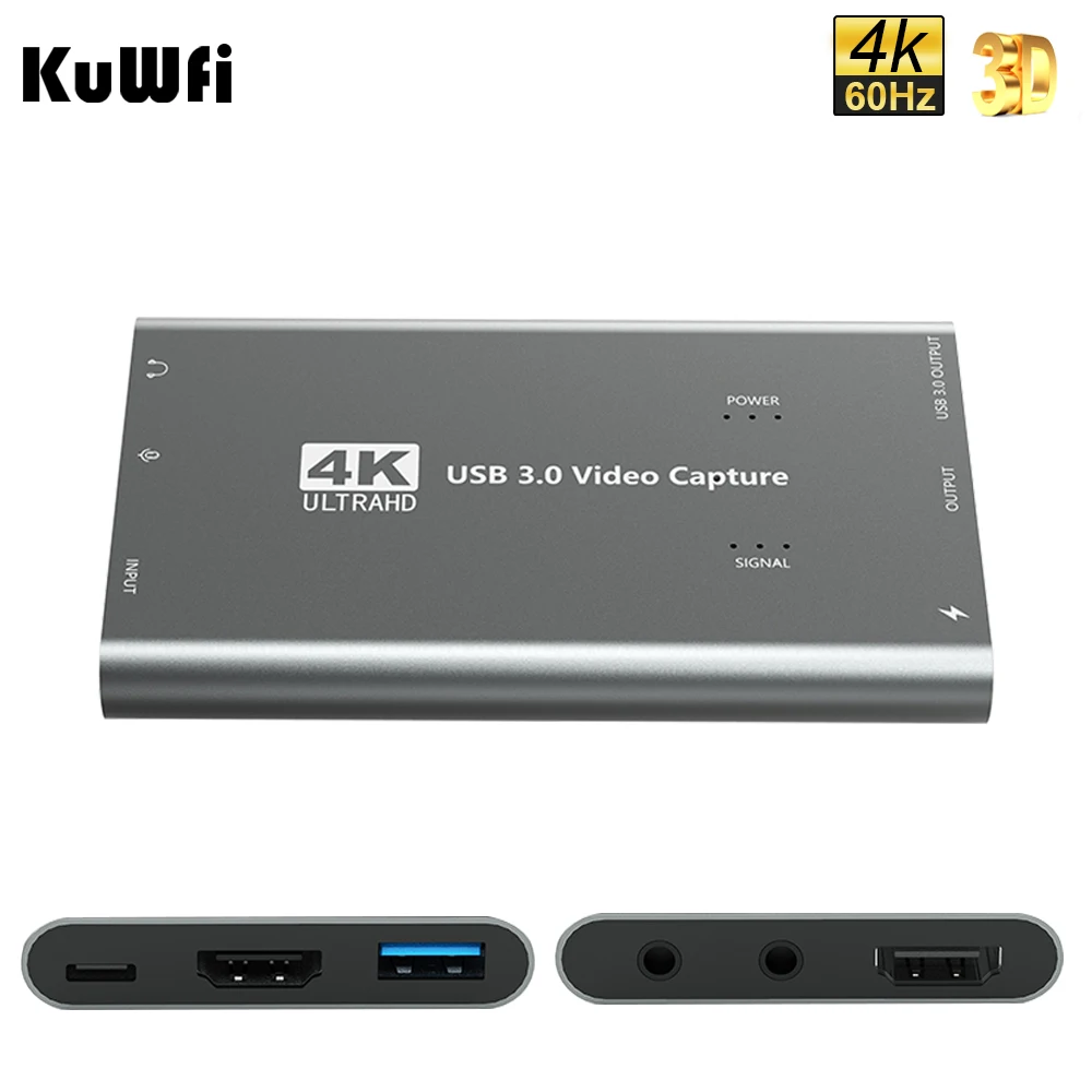 Карта захвата KuWFi 1080p 60 кадров в секунду для потоковой передачи HDMI на USB 3.0 4K Xbox One PS4