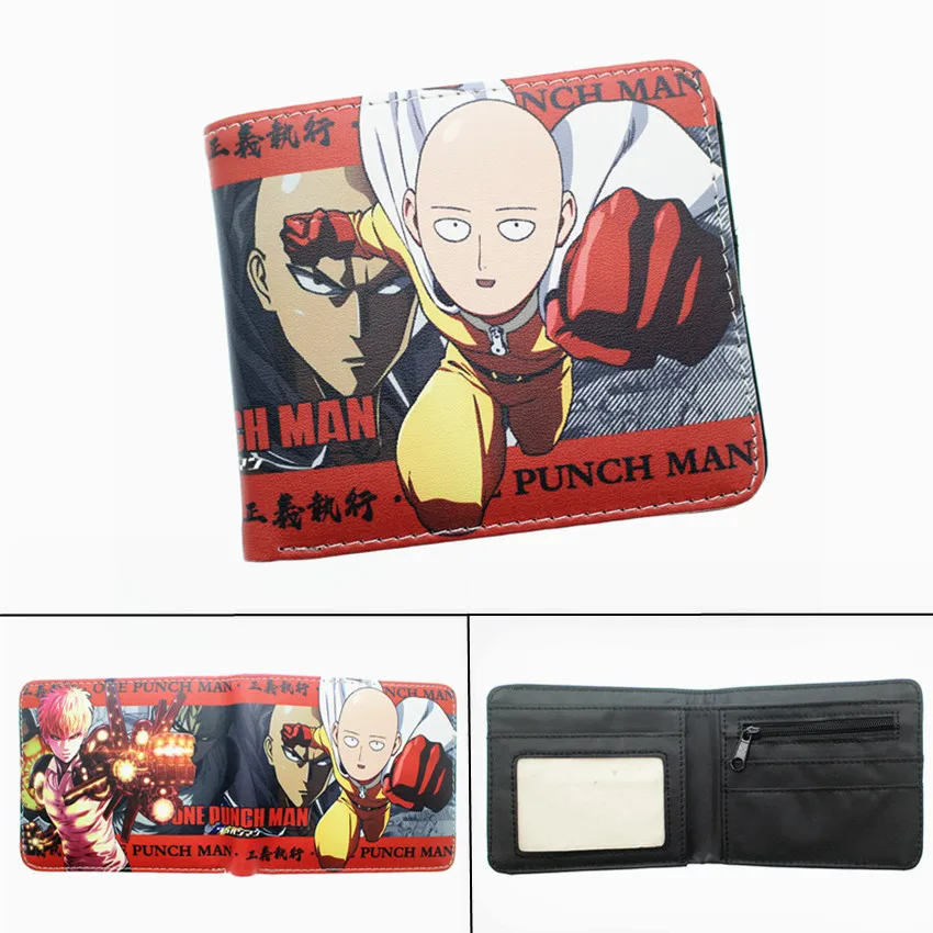 Аниме One Punch Man saitama кожаный кошелек для мальчиков и девочек на молнии с карманом для монет Короткий держатель для карт из искусственной кожи с мультяшным принтом
