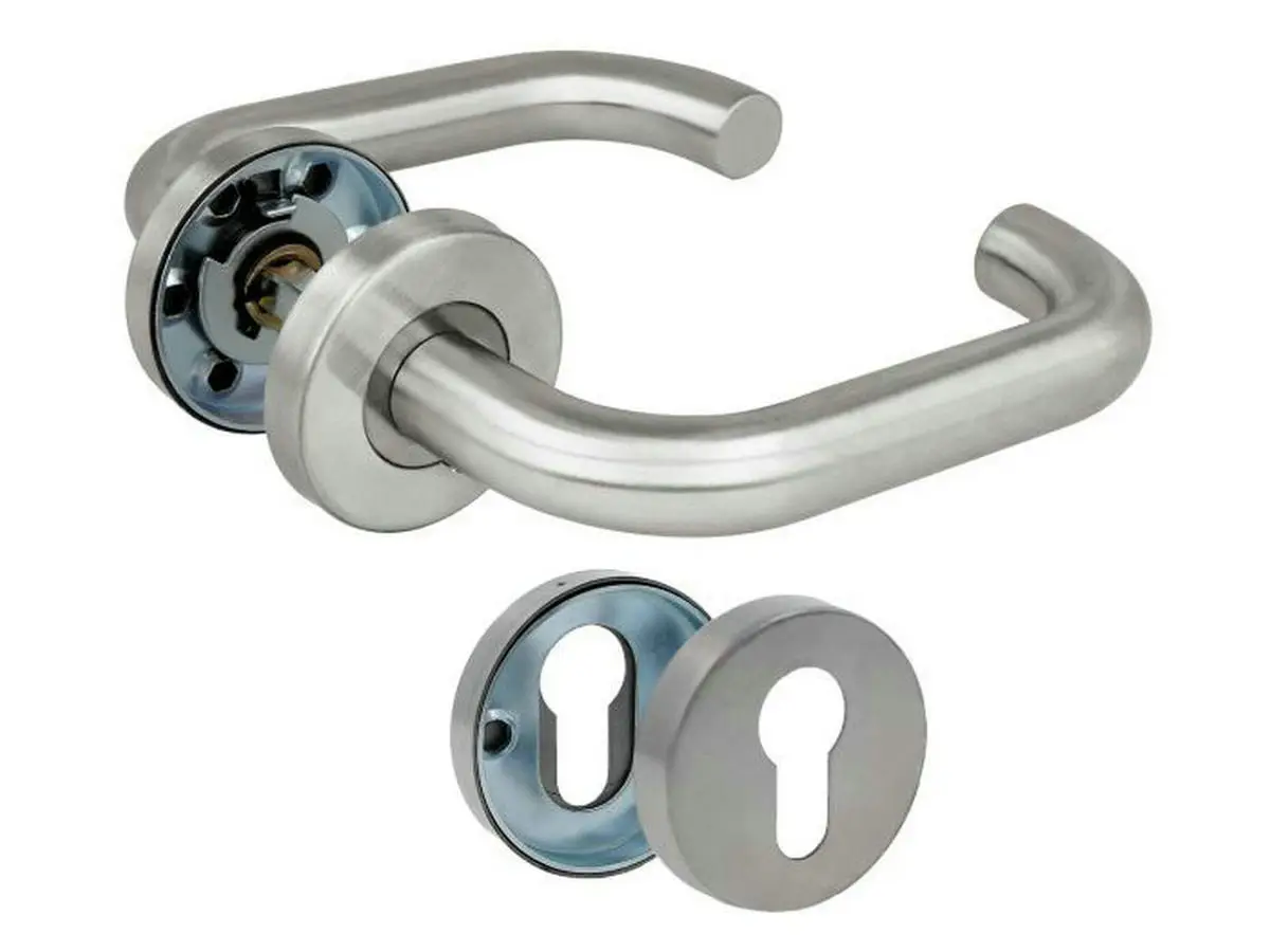 

Stainless Steel Door Handle Lock With Escutcheon Set 3RBX 4RBX 7RBX