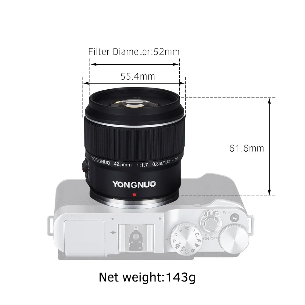 Объектив YONGNUO YN42.5mm F1.7M с большой диафрагмой AF/объектив MF стандартный объектив Prime