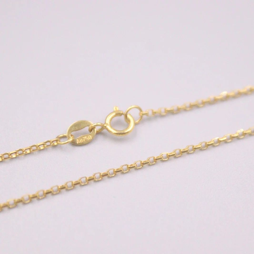 ?? A750-女性用イエローゴールドのネックレス,ペンダント,女性用ファインネックレス,1.0mm,18インチ