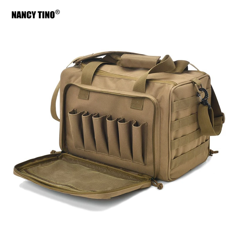 

NANCY TINO Tactical Training Bag Molle System Hunting Accessory 600D Waterproof Gun Shooting Range Bag Khaki Tool Bag Camping