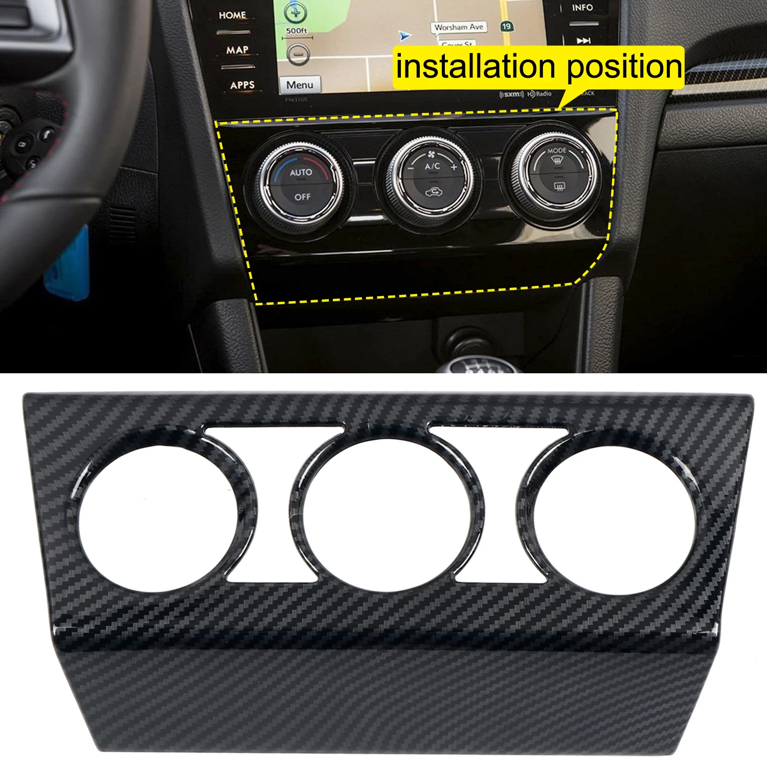 Ajuste para Subaru WRX / WRX STi 2017-2019, accesorios de coche, interruptor de aire acondicionado de carbono ABS, cubierta de botón embellecedora, 1 pieza