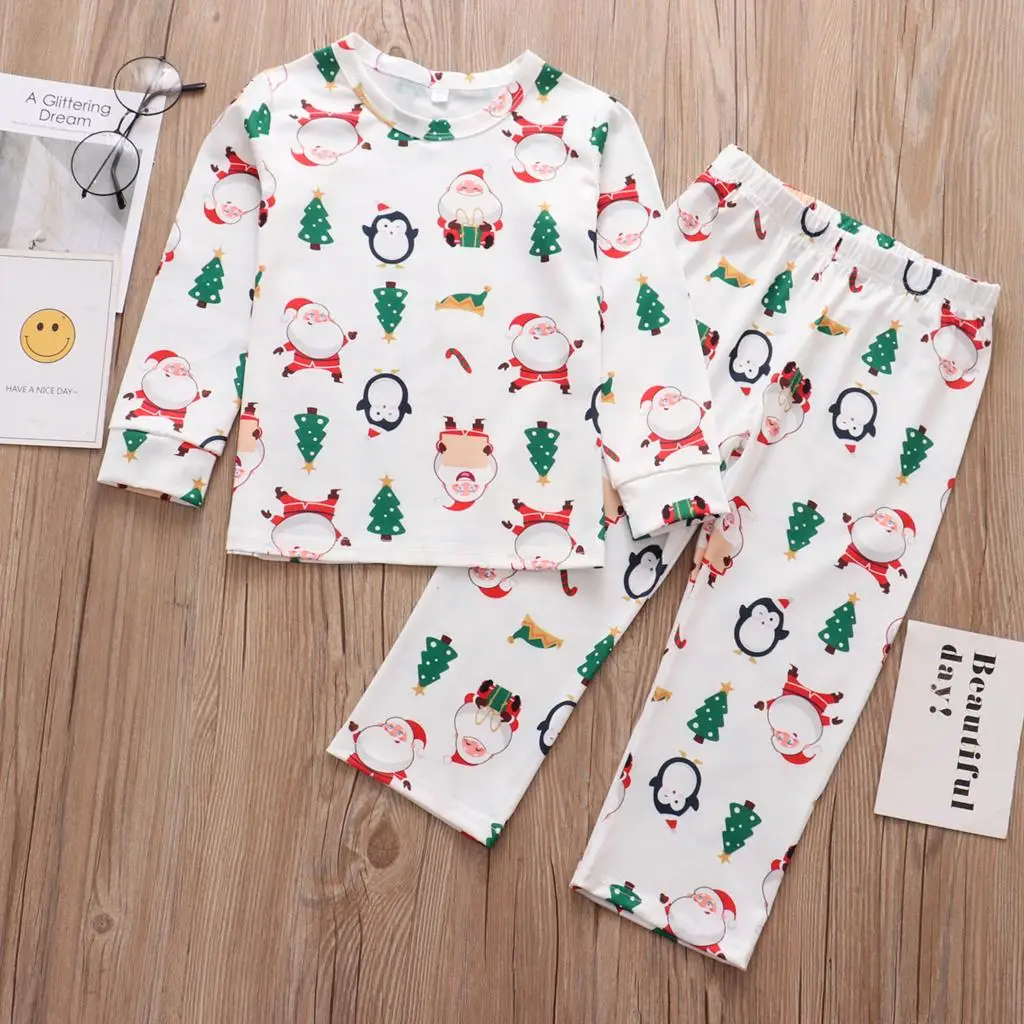 

Family Matching Christmas Pajamas Set Mother Daughter Father Son Homewear Baby Romper Long-sleeve Top+Pants Family Pjs Look