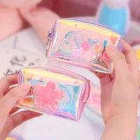 cute purses jelly laser transparent coin purse keychain purse little girl purses new zipper pouch kawaii purse mini pink bags