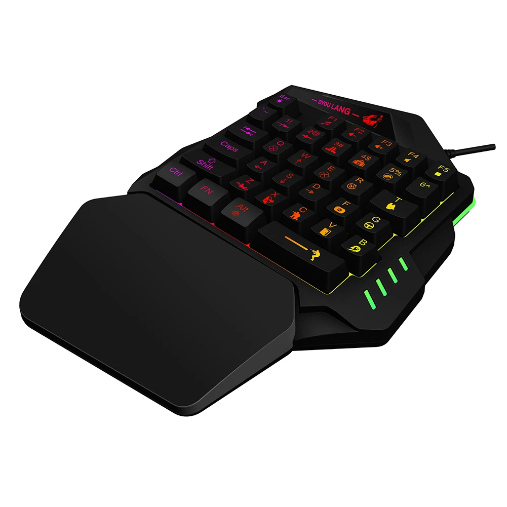 Механическая игровая клавиатура с RGB подсветкой для одной руки Проводная мини USB