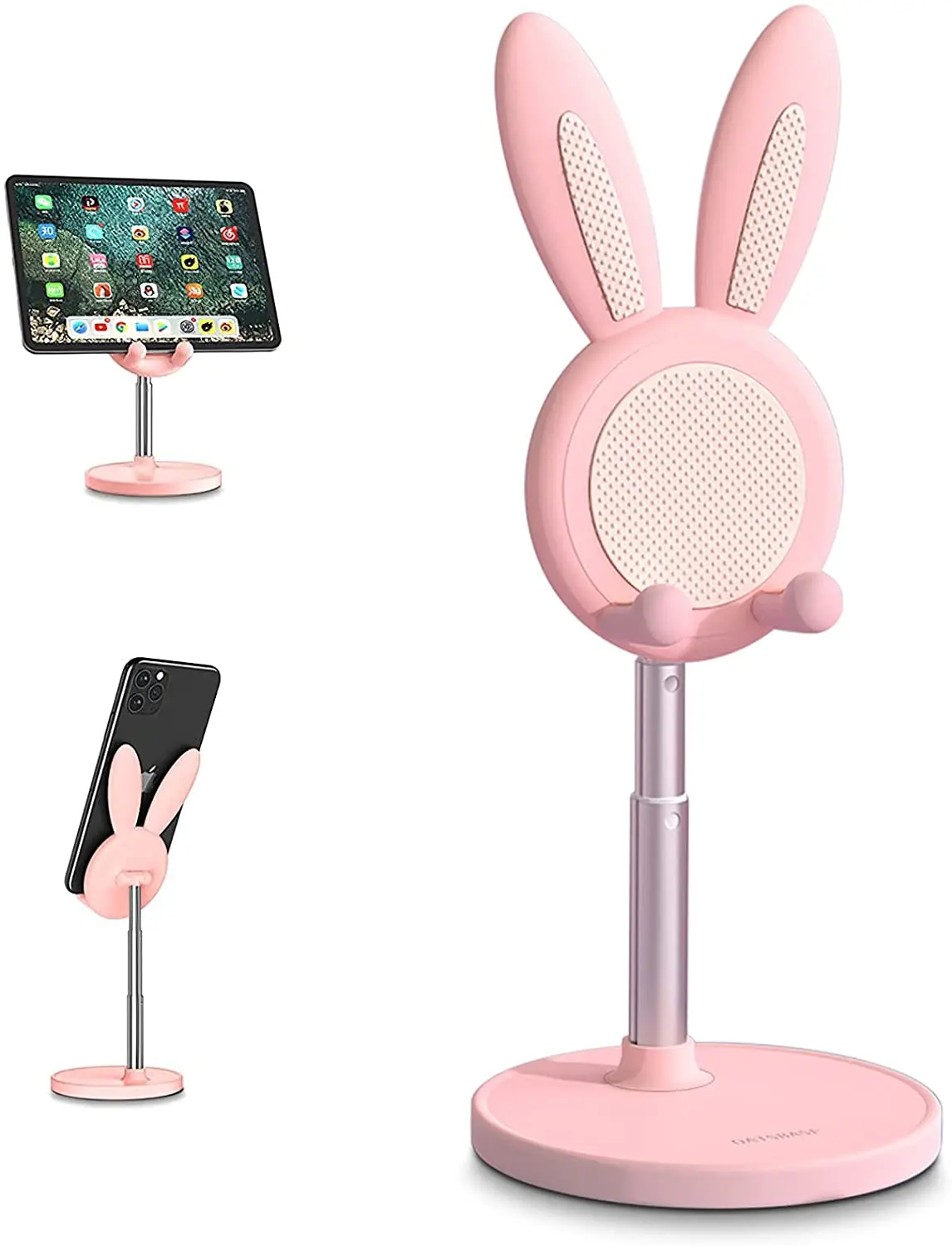 

Cell Phone Stand,Angle Height Adjustable nediea Cell Phone Stand for Desk,Cute Rabbit Phone Holder Stand for Desk, Compatible