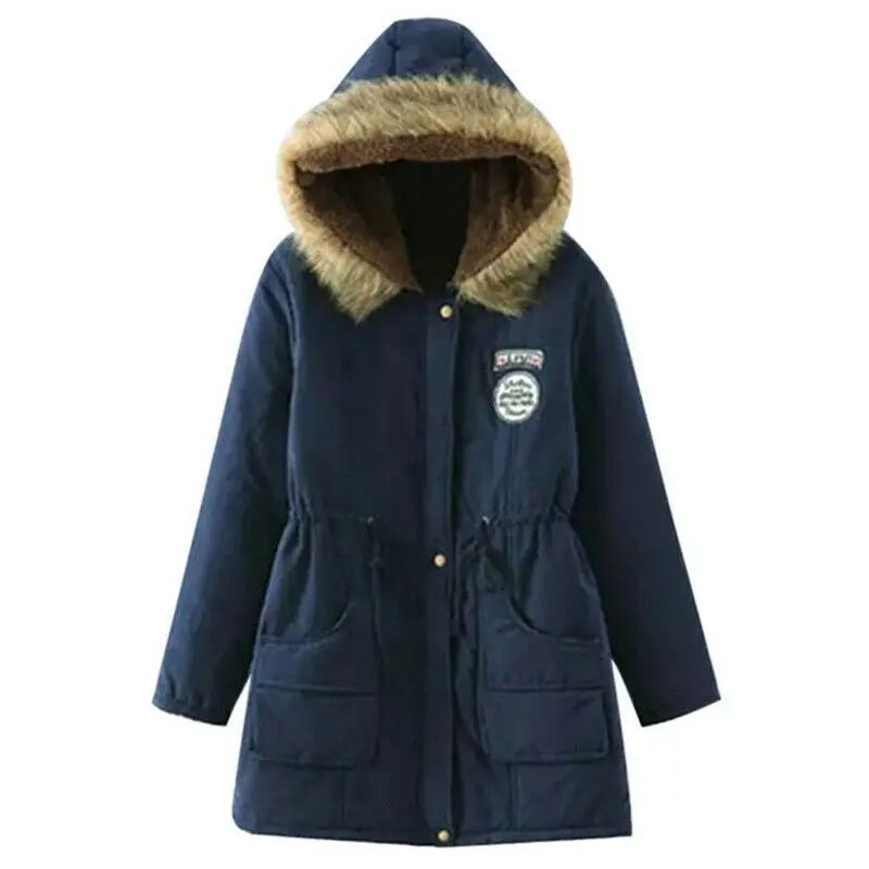 Womens Warm Coat Fur Collar Hooded Jacket Slim Winter Parka Streetwear Hoodies Famale Casual Outwear Coats | Женская одежда