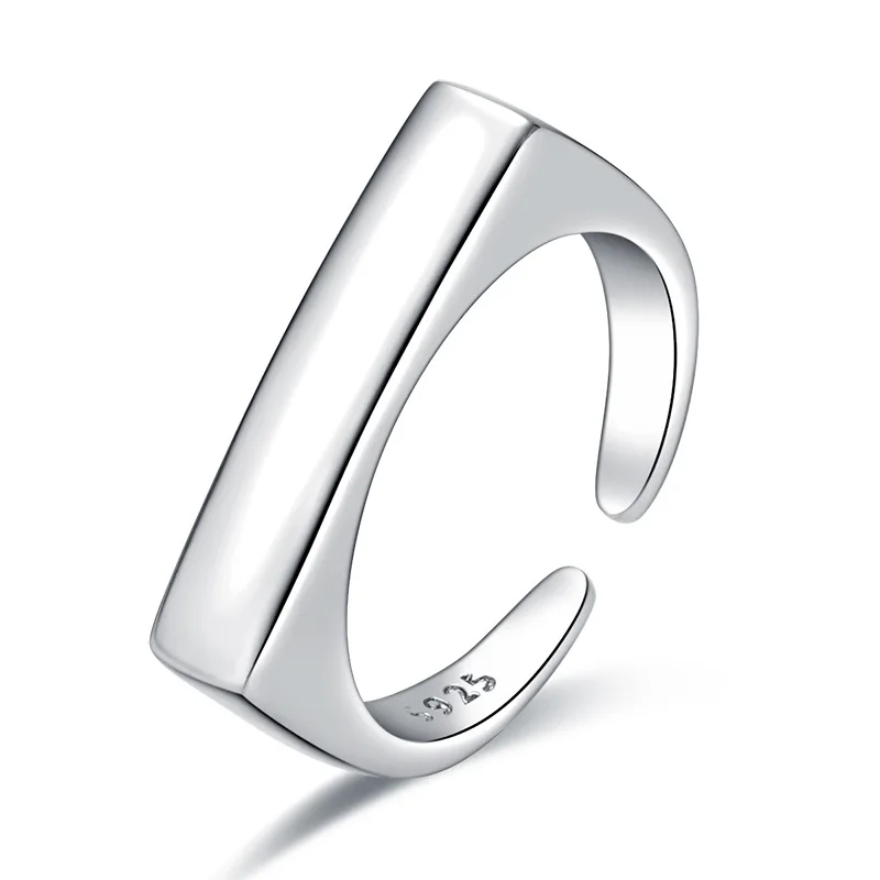 

New Exquisite Fashion S925 Standard Silver Rectangular Glossy Ring Jewelry for Ladies Party Jewelry Anniversary Gifts