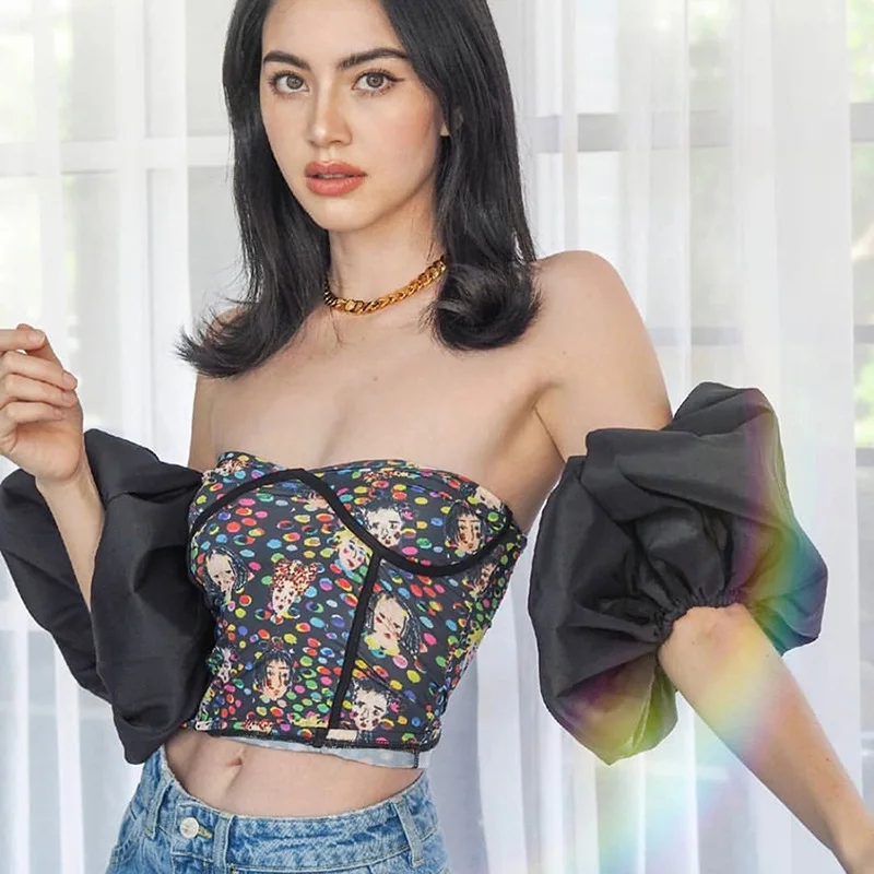 Кроп топ MONMOIRA с открытыми плечами без бретелек женские сексуальные летние