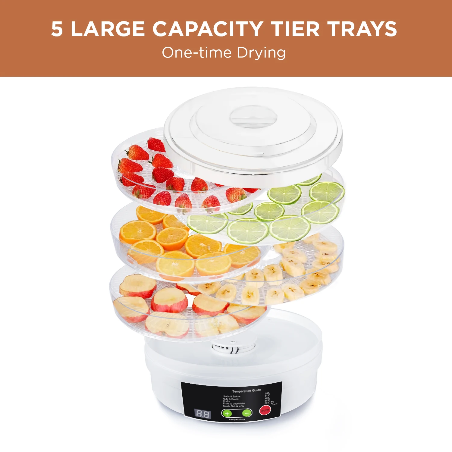 Dried Fruit Machine Food Dehydrator Electric Dehydrated Food Fast Food Beef Jerky Machine Vegetable Meat Dryer 5 Layer Tray