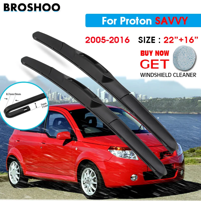 

Щетка стеклоочистителя автомобиля для Proton SAVVY 22 "+ 16" 2005-2016 Авто Стеклоочистители для лобового стекла лезвия для мытья окон подходит для U Hook ...