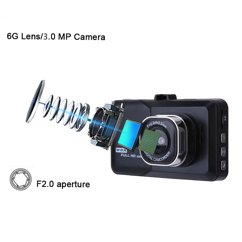 

Upgrade HD 3 Inch 1080P Pixels In Car DVR Camera Dash Cam HD WDR Loop Recording G-sensor Night Vision 140 Wide Angle Dash Cam