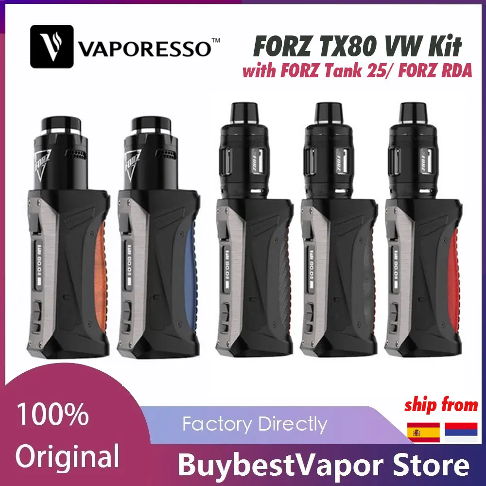 Original Vaporesso FORZ TX80 VW Mod With Optional RDA &amp Tank 25 Max 80W Powered by 18650 Cell 0.69in Screen Vape Kit | Электроника