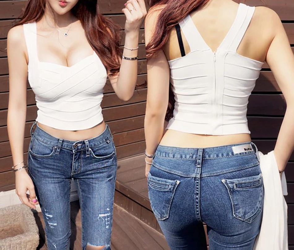 Женский короткий топ с повязкой, Летний однотонный топ с v-образным вырезом и поясом, сексуальный облегающий белый женский топ