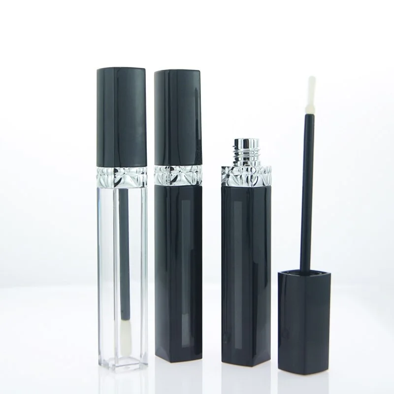 5ML Empty Lip Gloss Tubes Square Black Clear Cosmetic Container Lipgloss Packaging with Wands 10pcs 30pcs 50pcs | Красота и здоровье