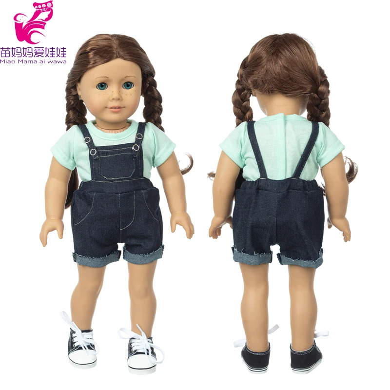 

18" Girl Doll Clothes T-shirt Strap Pants 17 Inch Baby Doll Outwear Baby Girl Gifts