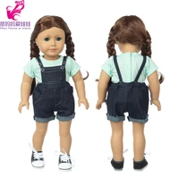 18 girl doll clothes t shirt strap pants 17 inch baby doll outwear baby girl gifts