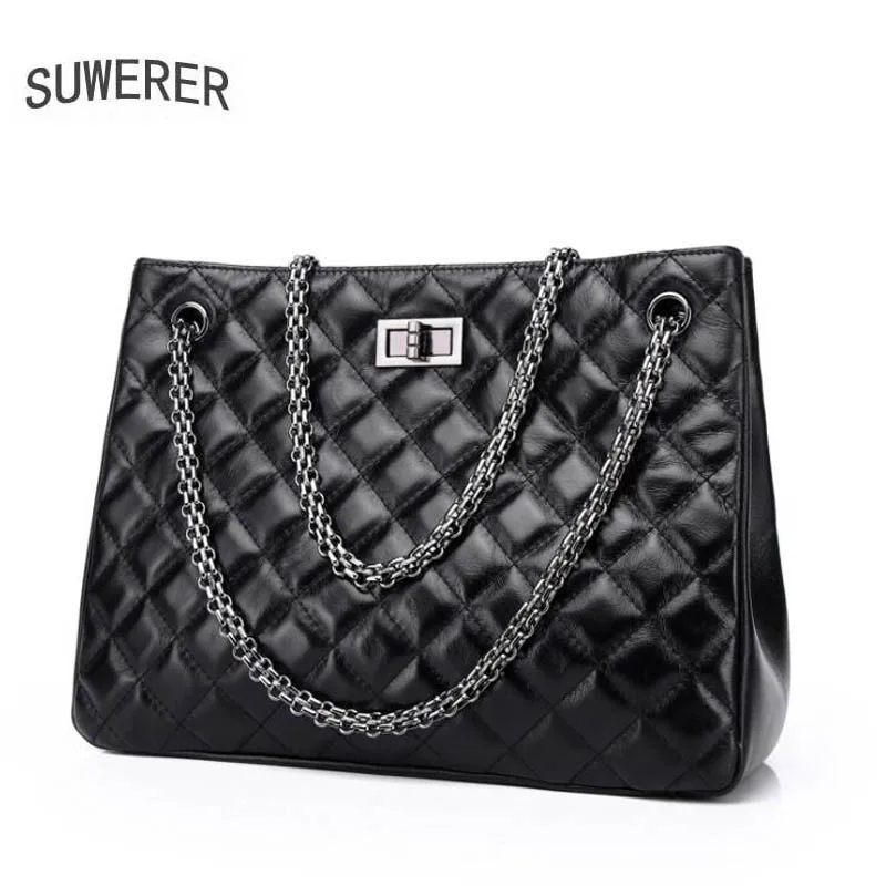 

Women's genuine handbag Luxury Designer Women Genuine Leather Bag Real Leather shoulder bags Cowhide Women's handbags Black