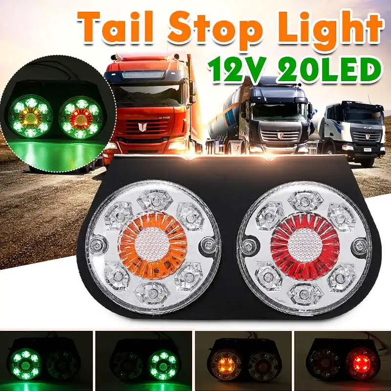 

1/2PCS LED Trailer Truck Rear Tail Light Taillight Reverse Brake Stop Lights Car Boat Bus Caravan Turn Signal Lamp With Bracket