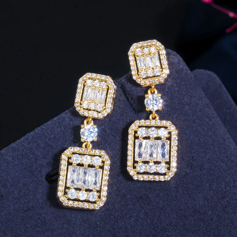 CWWZircons великолепные висячие капли фианита Кристалл 18k желтое золото Серебро