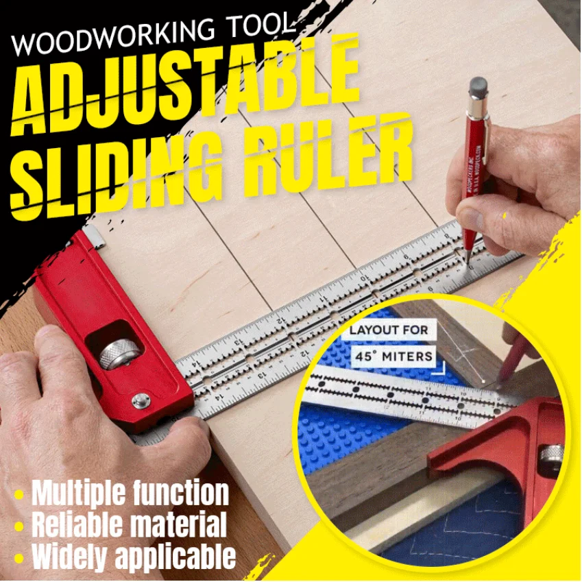 

Woodworking Tool Adjustable Sliding Ruler DIY Household Marking Ruler For Joiner Carpenter Tool Right Angle Triangle 15/30/45cm