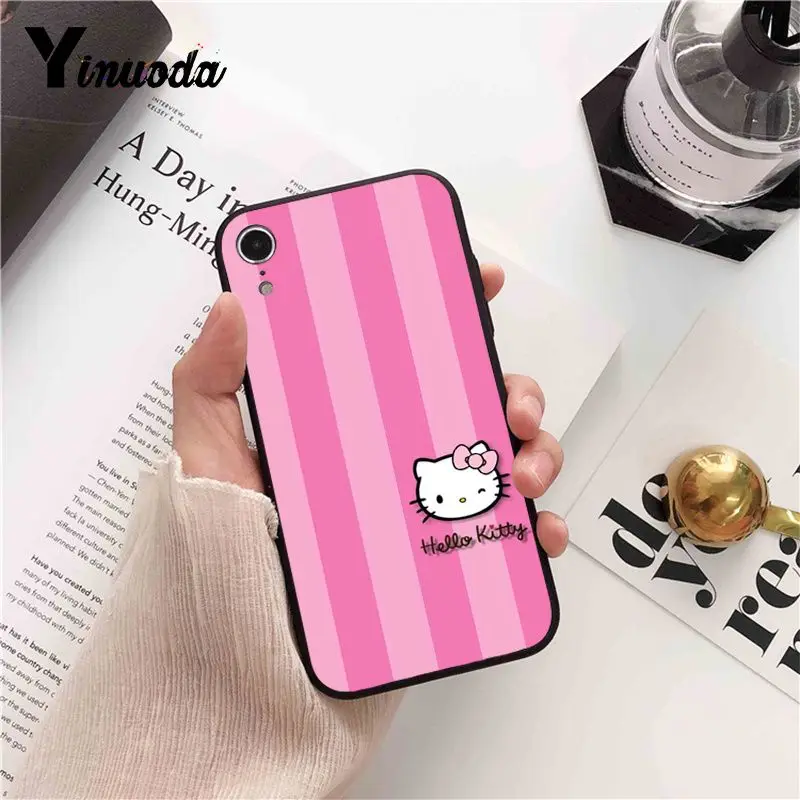 Yinuoda хит продаж Модный hello kitty черный чехол для телефона iPhone 11 pro XS MAX 8 7 6 6S Plus X 5 5S SE XR