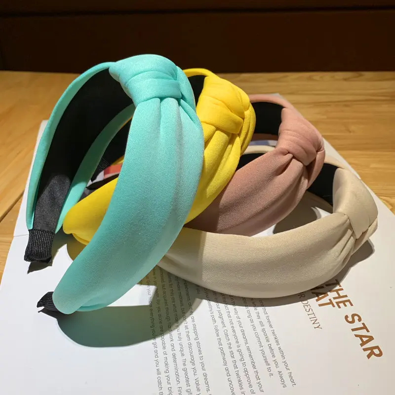 

Fashion Hairbands Wide Cross Turan Knotted Headbands For Women Thick Hair Hoop Bezel Head Hoop Girls Hair Accessories Headwear