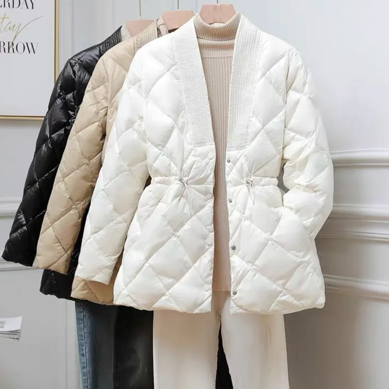 

New 2021 Autumn Winter Women Jackets Quilted Puffer Parkas High-Quality Warm Drawstring Sweet Oversized Coat U422