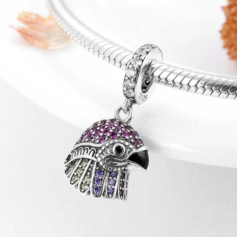 Художественный дизайн 925 стерлингового серебра розовый фиолетовый CZ Бог резьба