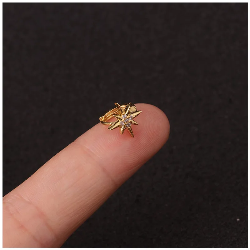 Маленькие серьги клипсы для ушей в форме змеи с фианитами|Украшения тела| |