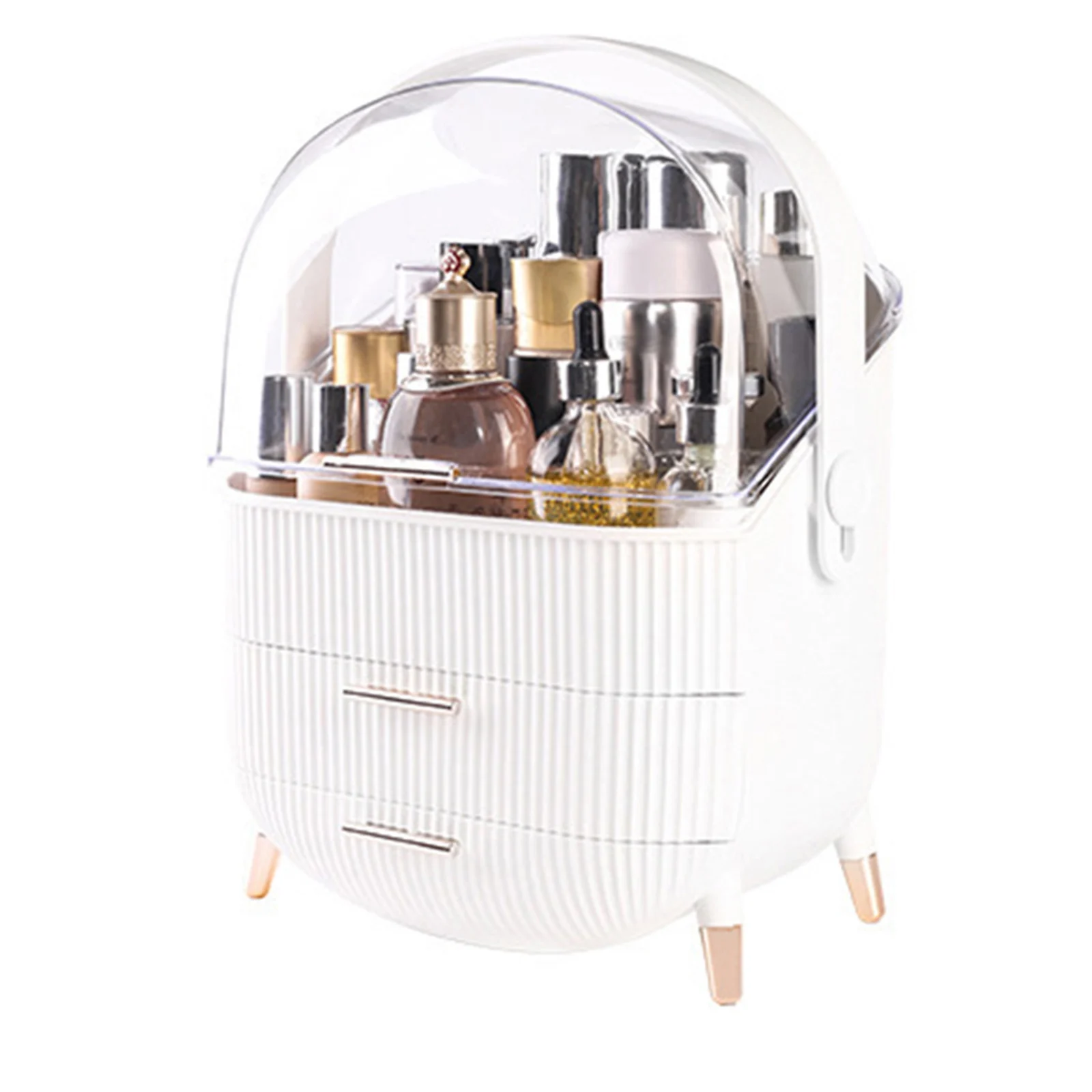 

Makeup Organizer Box Large Capacity Cosmetic Storage Box With Clear Flip Lid 2 Drawers For Bedroom Dresser Bathroom