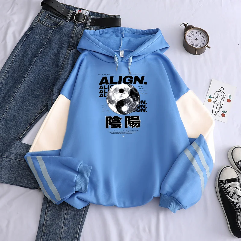 Забавные черно-белые толстовки с рисунком Инь-Янь в стиле Харадзюку свитшот