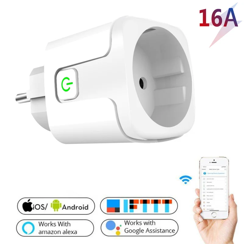 

WiFi Smart Plug 16A EU Socket Tuya Smart Life APP Work With Alexa Google Home Assistant Voice Control Power Monitor Timing