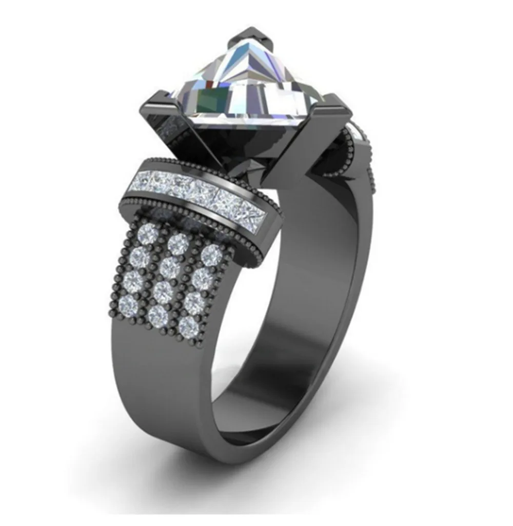 

Fashion Jewelry Cubic Zirconia Black Stainless Steel Couple Ring Set Valentine's Day Gift Girl's Favorite