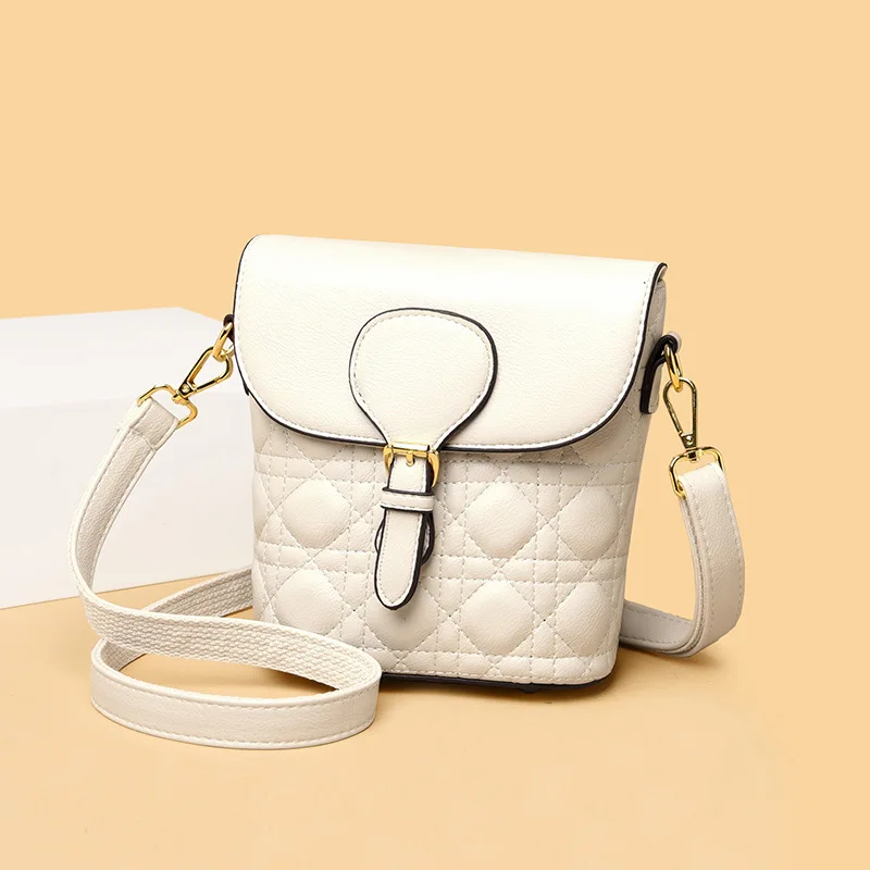 

ins quilted sheepskin bucket bag Women's chain diagonal shoulder bag Lock women bag leather Street fashion Mini handbag