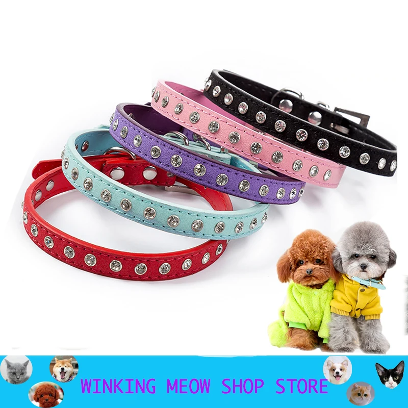 Ошейник для собак кожа хрусталь блестящие стразы искусственная ожерелье шлейки