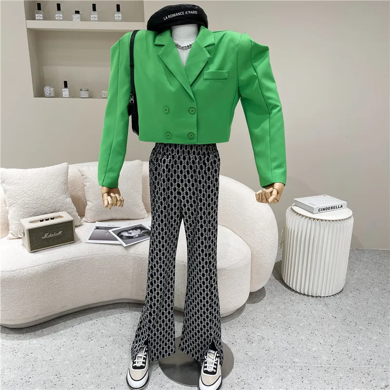 

Women's Spring Summer 2021 Fashion Double breasted short suit Coat Casual Top