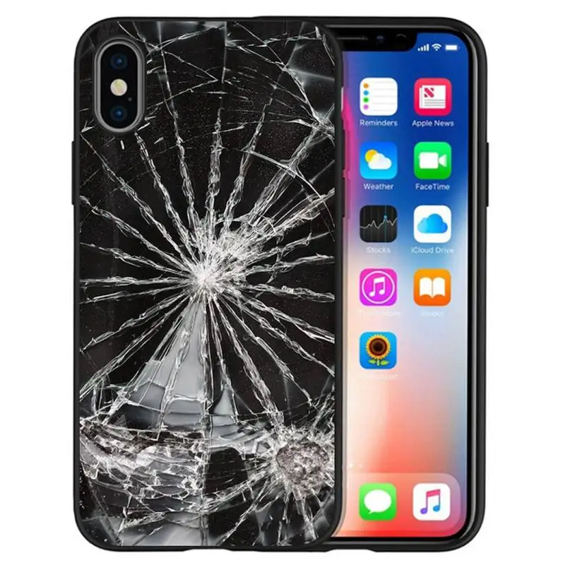 Чехол со сломанным стеклом для телефона IPhone 12 Pro X XS Max XR 7 8 Plus Mini 11 SE 2020 | Мобильные