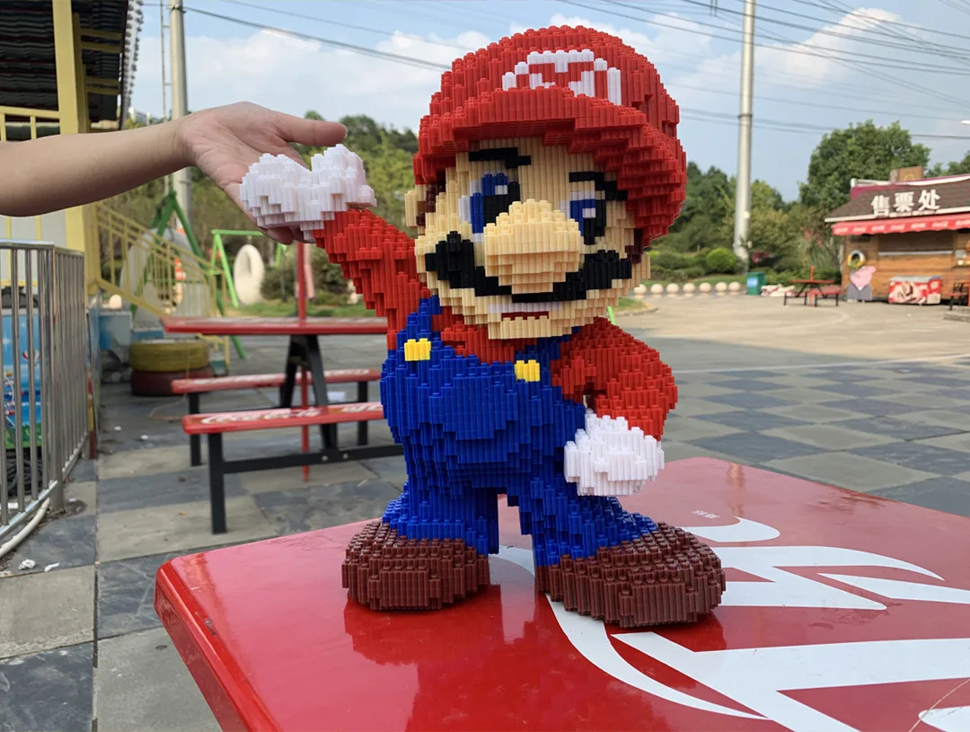 Забавные микро Строительные кирпичи, мультфильмы Супер Марио bros Luigi соединительный блок сборные игрушки коллекция моделей