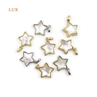 3pcs cute little star shape natural shell jewelry gold silver plated gemstone pendants finding for necklace making womens gift