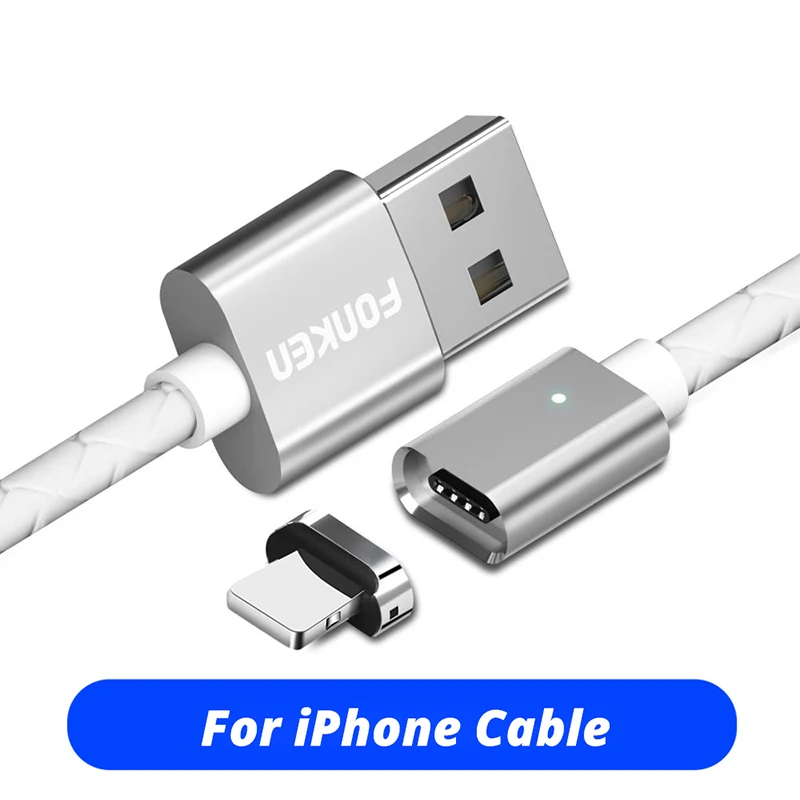 for IOS White Cable Магнитный кабель для быстрой зарядки, длинный Магнитный кабель Micro US C-type, синхронный Магнитный кабель для передачи данных для samsung IPhone huawei - Цвет: for IOS White Cable