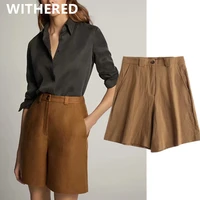 jennydave summer england style office lady vintage linen loose shorts women short feminino women short bermuda