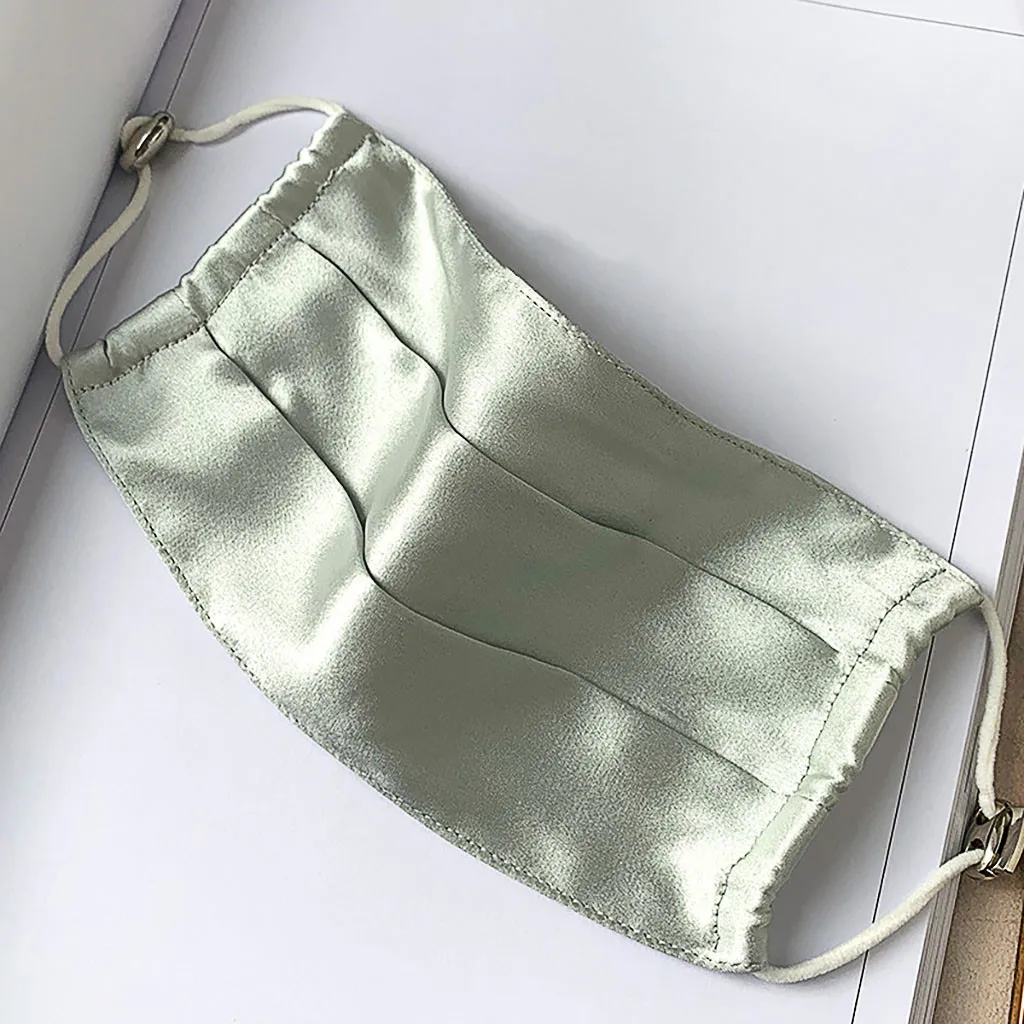 Новая Женская атласная маска летняя дышащая для лица черная красная моющаяся