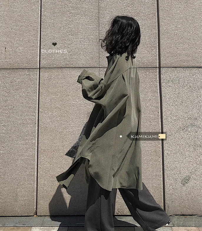 Lazy Wind Shirt Loose Medium Long Bat Sleeve Sunscreen Women's Summer Thin Coat Fashion | Женская одежда