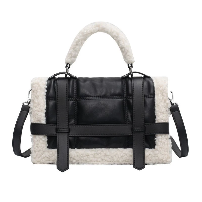 

Fashion Fur Plush Handbags Shoulder Bags For Women 2021 Winter Trending Crossbody Bag Female Brand Design Top-Handle Bags Purse